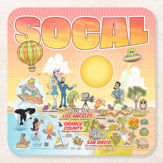 SoCal Square Paper Coaster (Front)