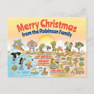 SoCal Sunset Custom Christmas Postcard