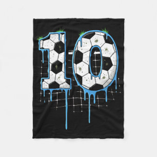 Soccer 10 Year Old Ice Cream Drip Youth 10th Birth Fleece Blanket
