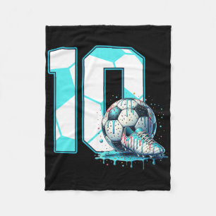 Soccer 10th Birthday 10 Year Old Ice Cream Drip Bd Fleece Blanket