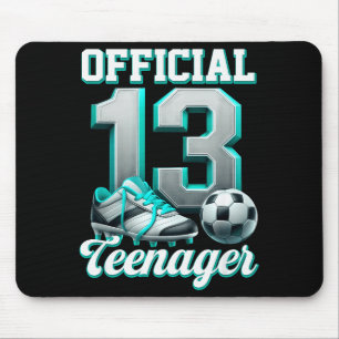 Soccer 13 Year Old Birthday Boy Thirteen Teenager Mouse Pad