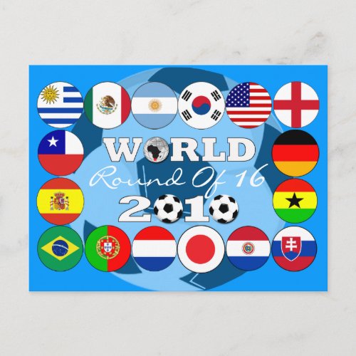 Soccer 16 Team Flags Postcard World Cup