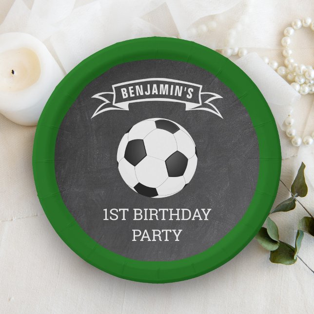 Soccer 1st Birthday Party Paper Plates (Creator Uploaded)