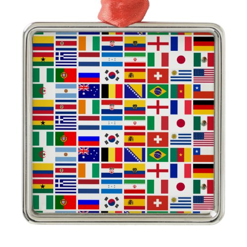 SOCCER 2014 flags pattern Metal Ornament