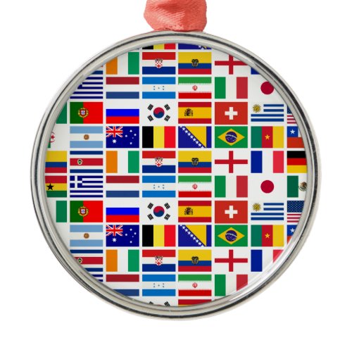SOCCER 2014 flags pattern Metal Ornament