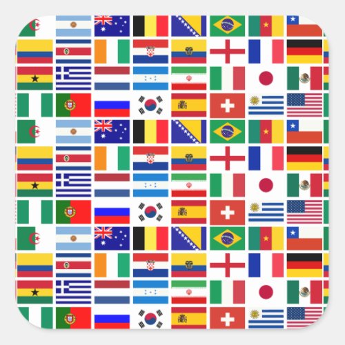 SOCCER 2014 flags pattern Square Sticker