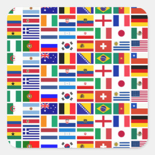 SOCCER 2014 flags pattern Square Sticker