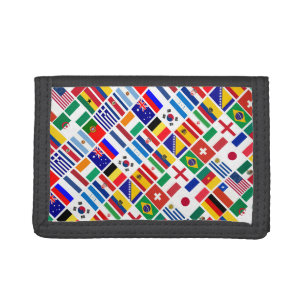 SOCCER 2014 flags pattern Tri-fold Wallet