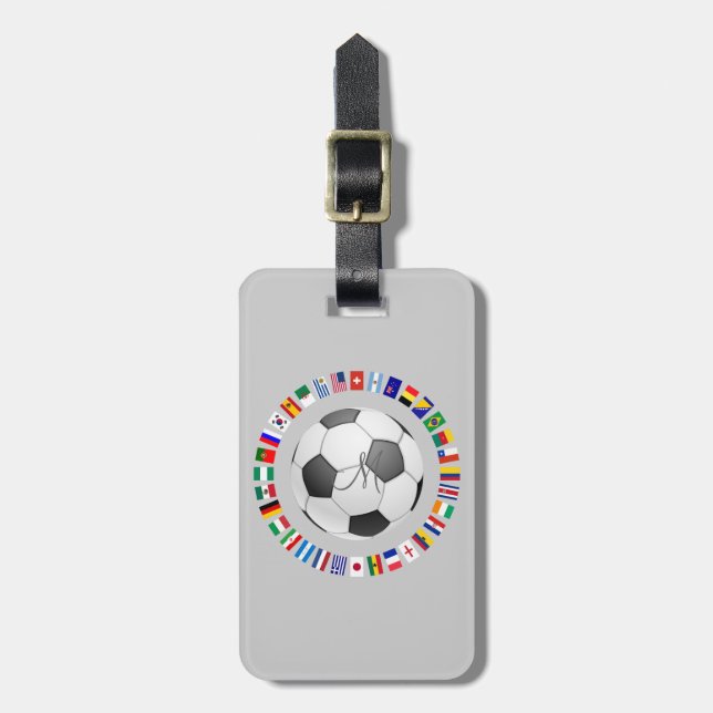 SOCCER 2014 Personalized Monogram Initial Luggage Tag (Front Vertical)