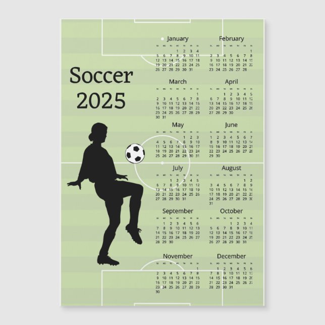 Soccer 2025 Calendar Magnetic Card (Front)