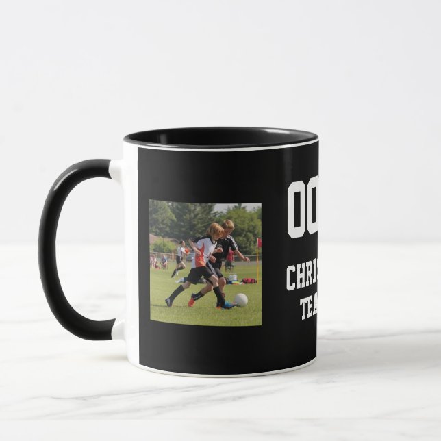 Soccer 2 photo collage team name mug (Left)