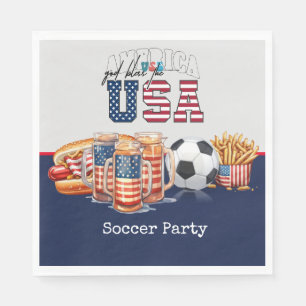 Soccer 4th July Independence Day America Napkins