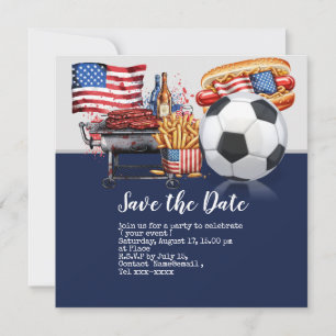 Soccer 4th July Independence Day America Save The Date