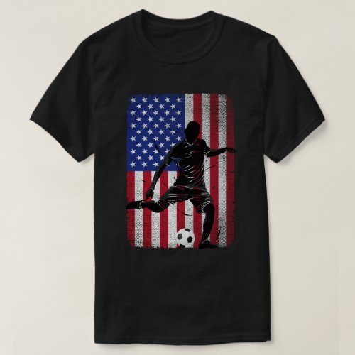 Soccer 4th of July Patriotic USA American Flag  T_Shirt