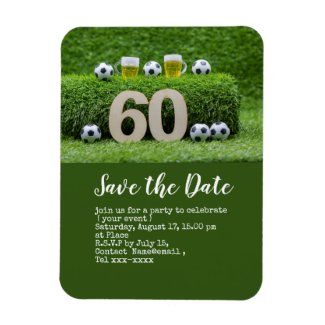 Soccer 60th birthday party with ball and number po magnet