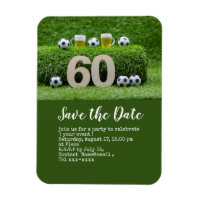 Soccer 60th birthday party with ball and number po magnet