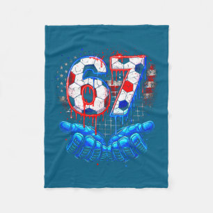 Soccer 67 six seven 4th of july red white blue dri fleece blanket