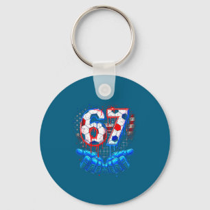 Soccer 67 six seven 4th of july red white blue dri keychain