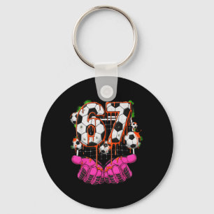 Soccer 67 Six Seven Funny Gen Alpha Meme Drip Boys Keychain