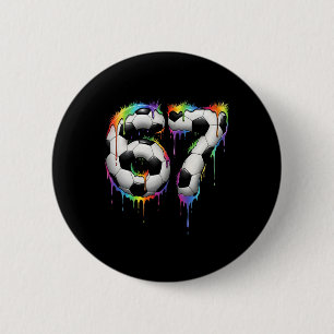 Soccer 67 Six Seven Funny Gen Alpha Meme Rainbow D Button