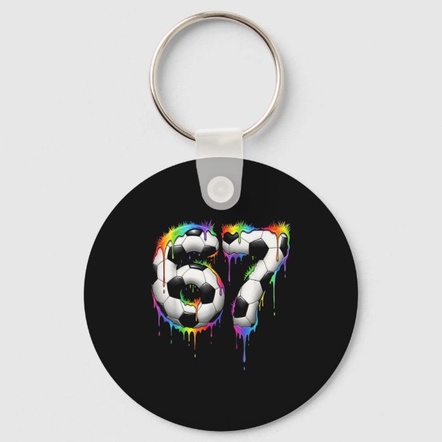 Soccer 67 Six Seven Funny Gen Alpha Meme Rainbow D Keychain (Front)