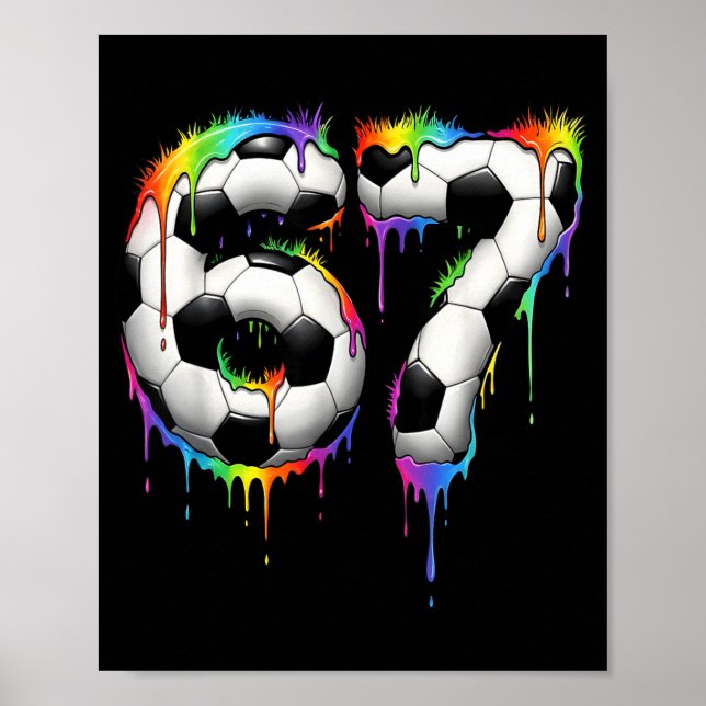 Soccer 67 Six Seven Funny Gen Alpha Meme Rainbow D Poster (Front)