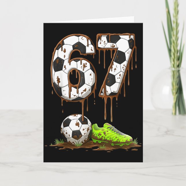 Soccer 67 Six Seven Meme Boys Teens Kids Gen Alpha Card (Front)
