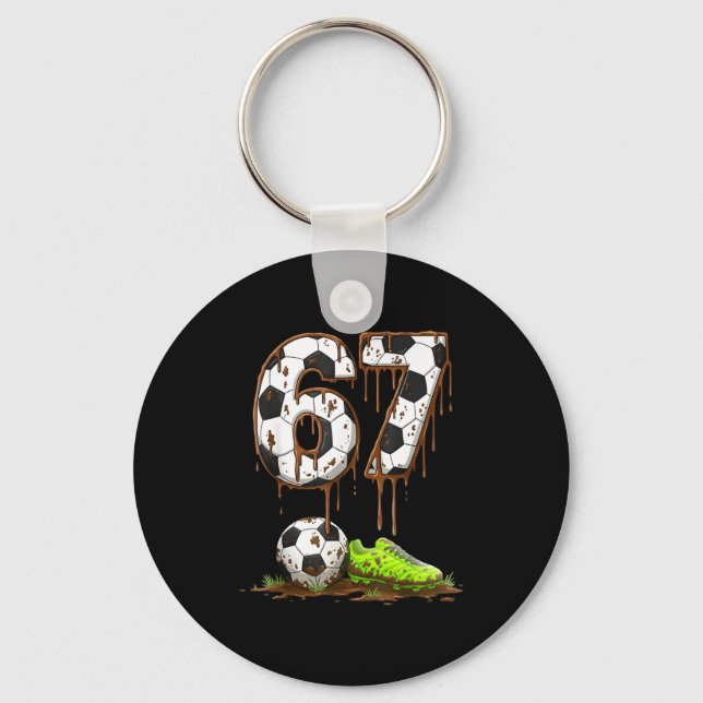 Soccer 67 Six Seven Meme Boys Teens Kids Gen Alpha Keychain (Front)