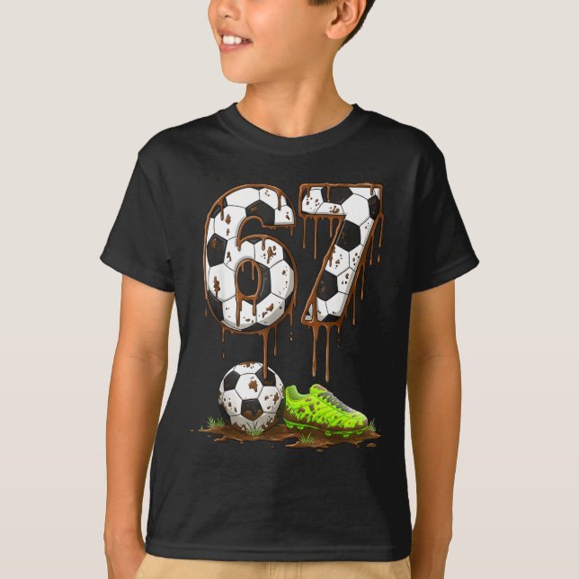 Soccer 67 Six Seven Meme Boys Teens Kids Gen Alpha T-Shirt (Front)