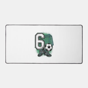 Soccer 6th Birthday Vintage Engraving Shirt Design Desk Mat