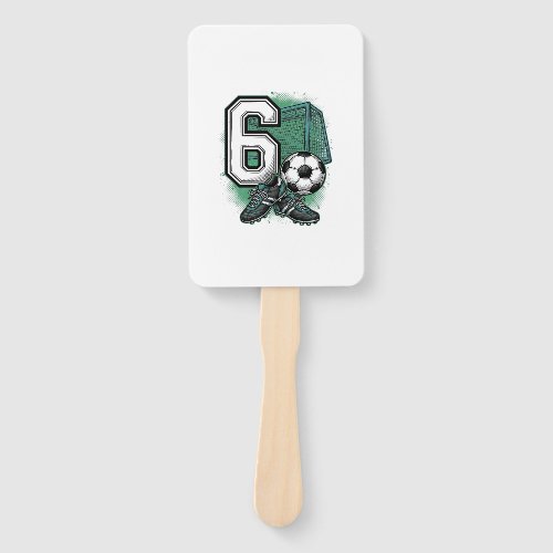 Soccer 6th Birthday Vintage Engraving Shirt Design Hand Fan