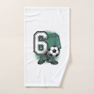 Soccer 6th Birthday Vintage Engraving Shirt Design Hand Towel
