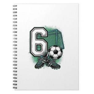 Soccer 6th Birthday Vintage Engraving Shirt Design Notebook
