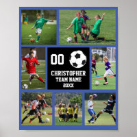 Soccer 7 photo collage Blue team name poster