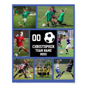 Soccer 7 photo collage Blue team name poster