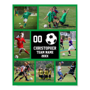 Soccer 7 photo collage Green team name poster
