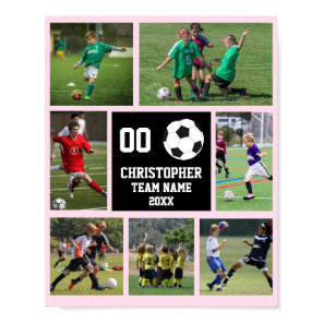 Soccer 7 photo collage Pink Blush team name poster
