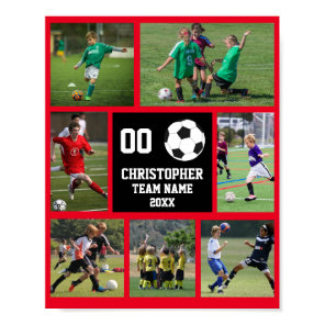 Soccer 7 photo collage Red team name poster