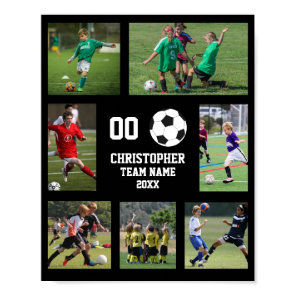 Soccer 7 photo collage Sport Team Name Poster