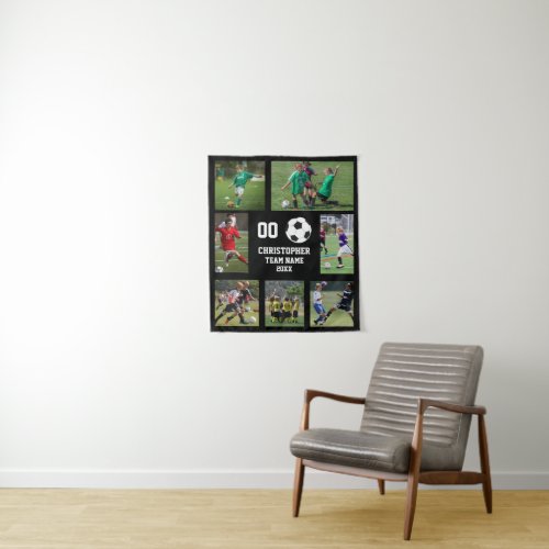 Soccer 7 photo collage team name poster tapestry