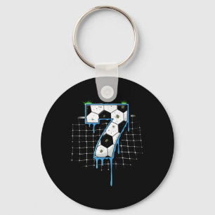 Soccer 7 Year Old Ice Cream Drip Youth 7th Birthda Keychain
