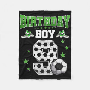 Soccer 9th Birthday Boy 9 Year Old Sport 9yr Boys  Fleece Blanket