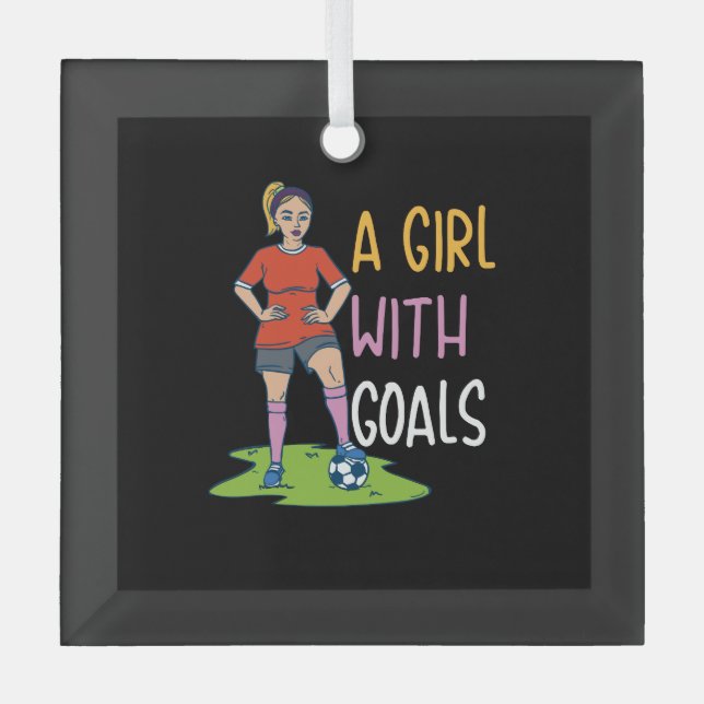 Soccer - A Girl With Goals Glass Ornament (Front)