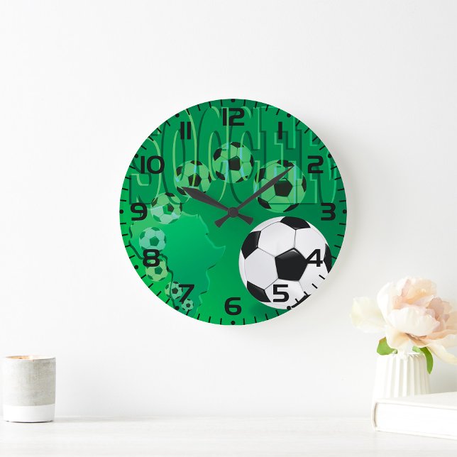 Soccer Africa Bold Green Football Large Clock (Creator Uploaded)