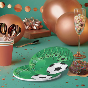 Soccer Africa Bold Green Football Paper Plates