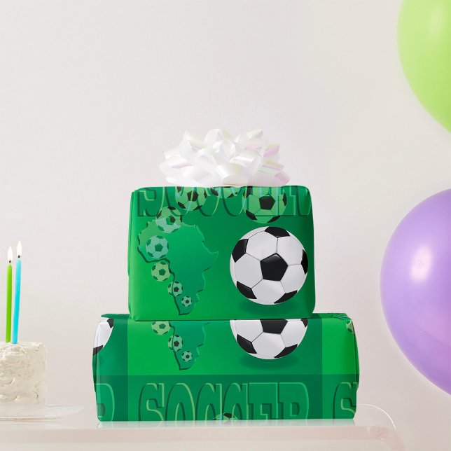 Soccer Africa Bold Green Football Wrapping Paper (Creator Uploaded)