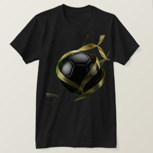 Soccer aka Football Ball with Golden Swirls around T-Shirt