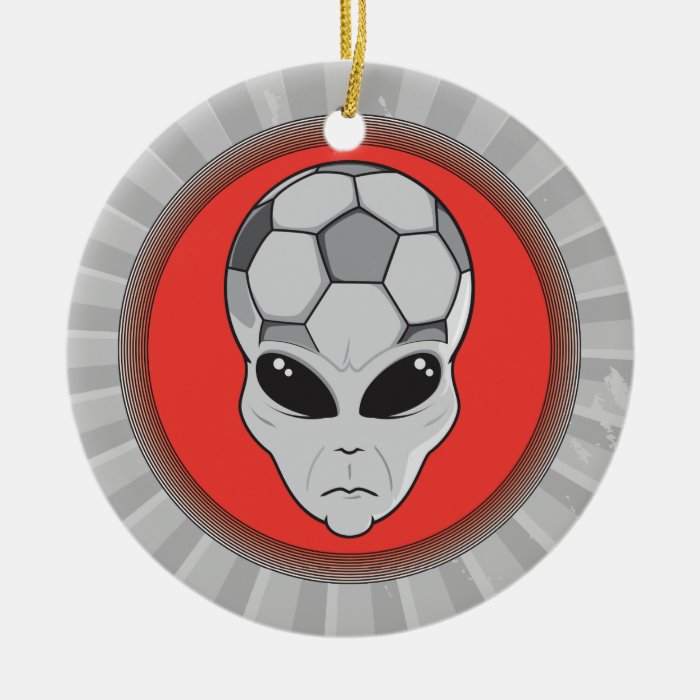 soccer alien head graphic ornaments