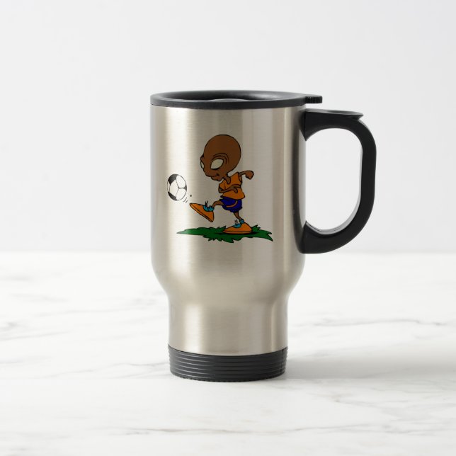 Soccer Alien Travel Mug (Right)