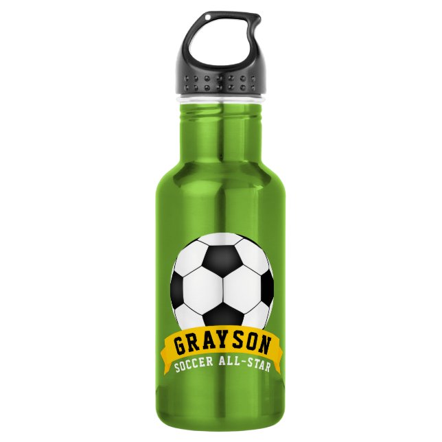 Soccer All-Star Stainless Steel Water Bottle (Front)